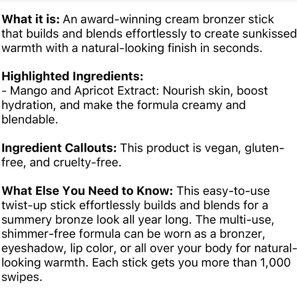 MILK MAKEUP Matte Cream Bronzer Stick Mini “Baked”